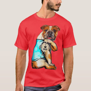 Bulldog I Love Mum Tattoo Mother's Day Gift T-Shirt