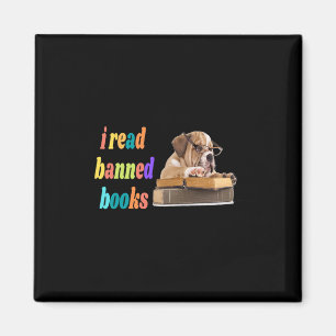 Bulldog I Read Banned Books  Magnet