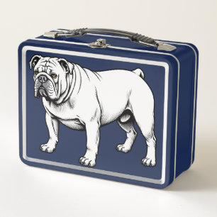 Bulldog Illustration Metal Lunch Box