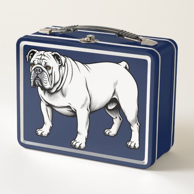 Bulldog Illustration Metal Lunch Box (Front)