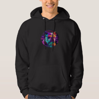 Bulldog in a Dreamy 80s Retrowave Aesthetic Hoodie