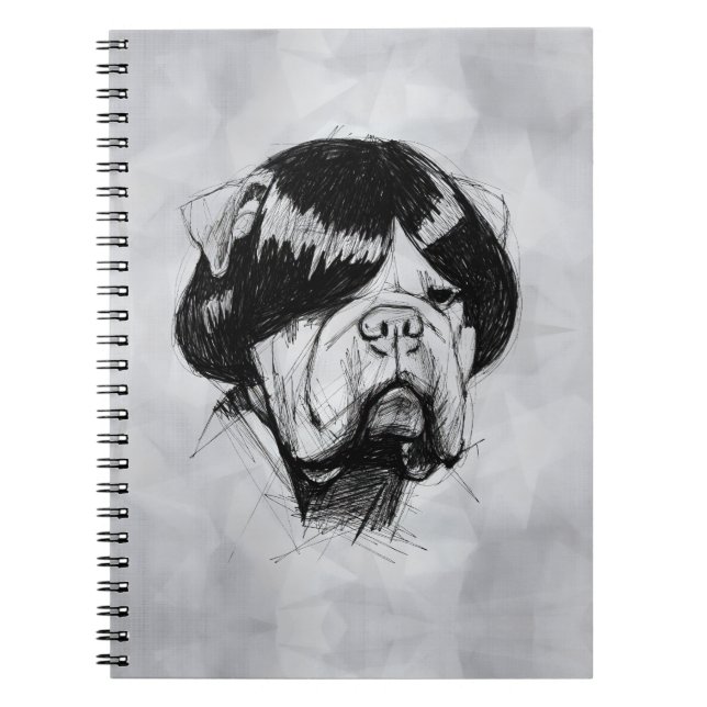 Bulldog In a Wig (Style 5) Fine Art Notebook (Front)