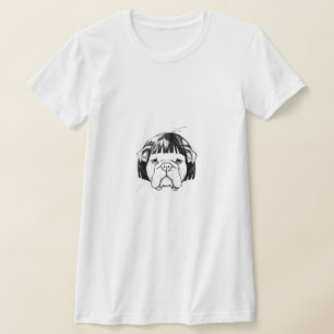 Bulldog In a Wig (Style 8) Fine Art T-Shirt