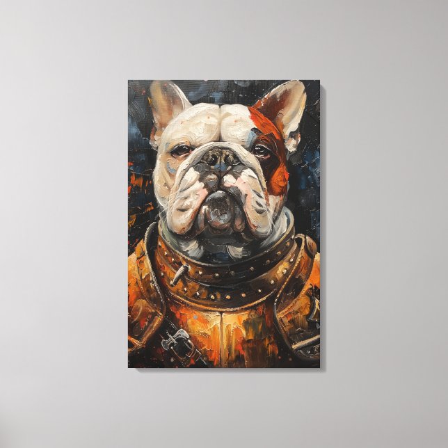 Bulldog In Armour Canvas Print (Front)
