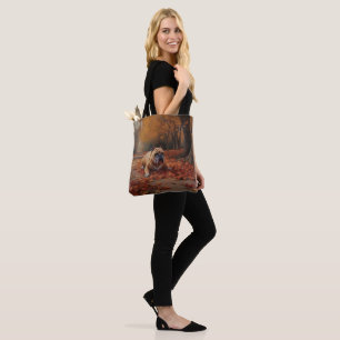 Bulldog in Autumn Leaves Fall Inspire Tote Bag
