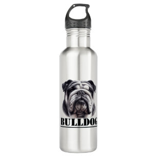 Bulldog in black & white 710 ml water bottle