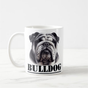 Bulldog in black & white coffee mug