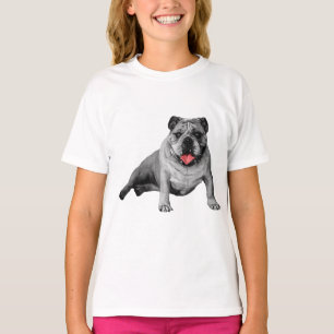 Bulldog in Red Accent Style T-Shirt