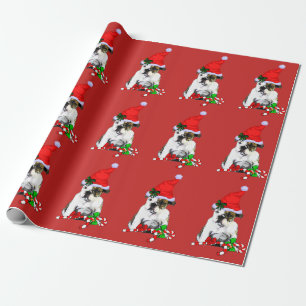 Bulldog in Santa Hat Christmas Wrapping Paper
