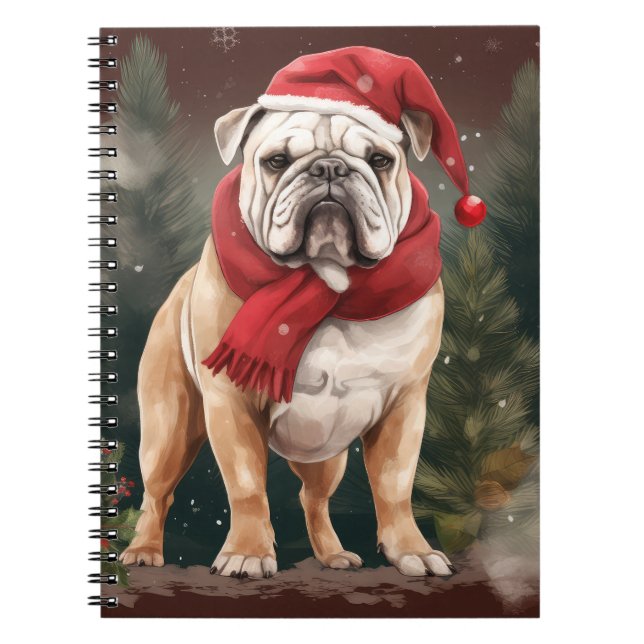 Bulldog in Snow Christmas Notebook (Front)