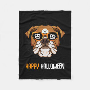 Bulldog In Sungles Lazy Halloween Costume Dog Fleece Blanket