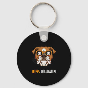 Bulldog In Sungles Lazy Halloween Costume Dog Key Ring