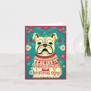 Bulldog in Ugly Christmas Sweater Funny Festive Holiday Card