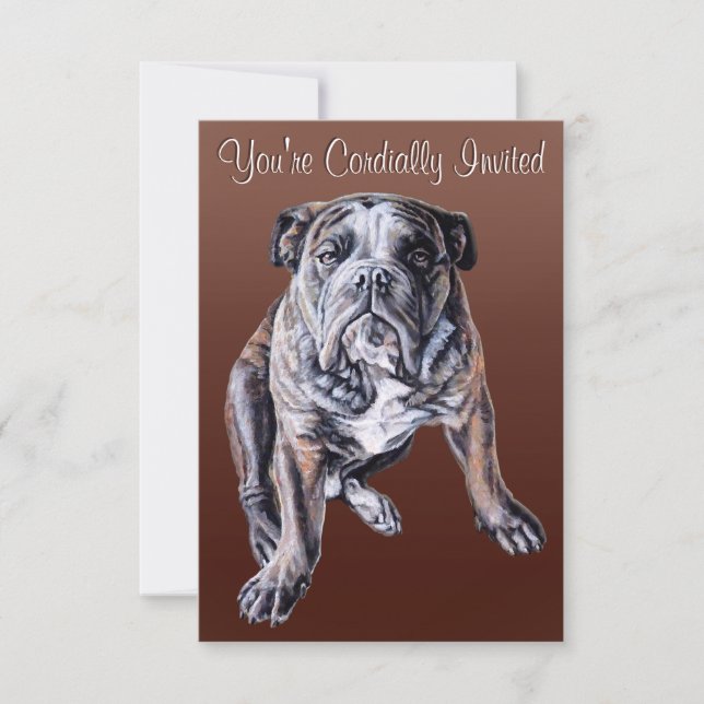 Bulldog Invitations Custom English Bulldog Cards (Front)