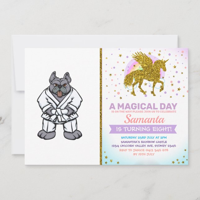 Bulldog jiu jitsu | choose background color invitation (Front)