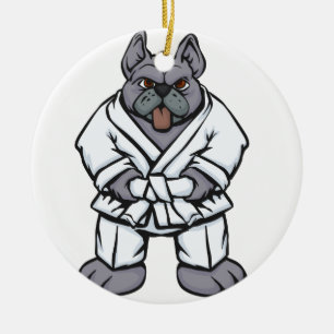 Bulldog jiu jitsu   choose background colour ceramic tree decoration