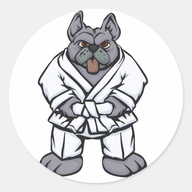 Bulldog jiu jitsu | choose background colour classic round sticker (Front)
