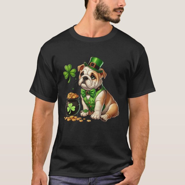 Bulldog Leprechaun St Patricks Day Shamrock Kids C T-Shirt (Front)