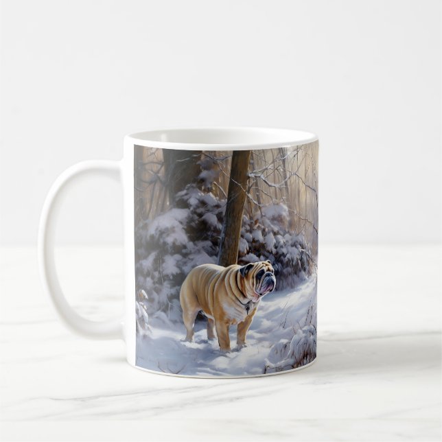 Bulldog Let It Snow Christmas Brushed  Coffee Mug (Left)