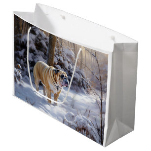 Bulldog Let It Snow Christmas Brushed  Large Gift Bag