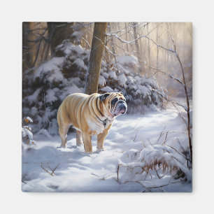 Bulldog Let It Snow Christmas Brushed Magnet