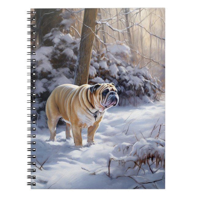 Bulldog Let It Snow Christmas Brushed  Notebook (Front)