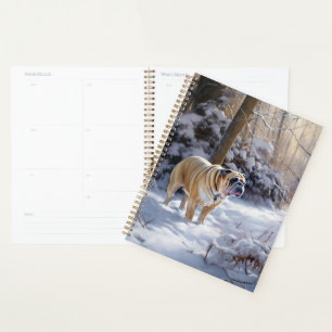 Bulldog Let It Snow Christmas Brushed  Planner