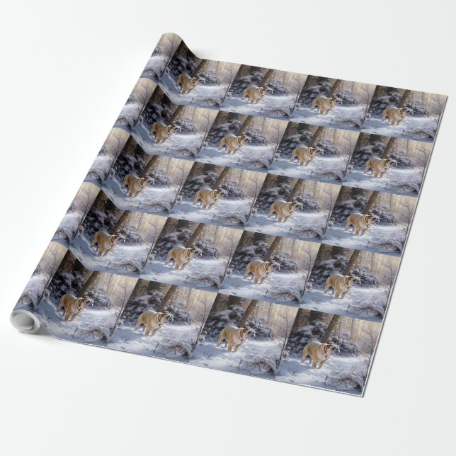 Bulldog Let It Snow Christmas Brushed  Wrapping Paper (Unrolled)