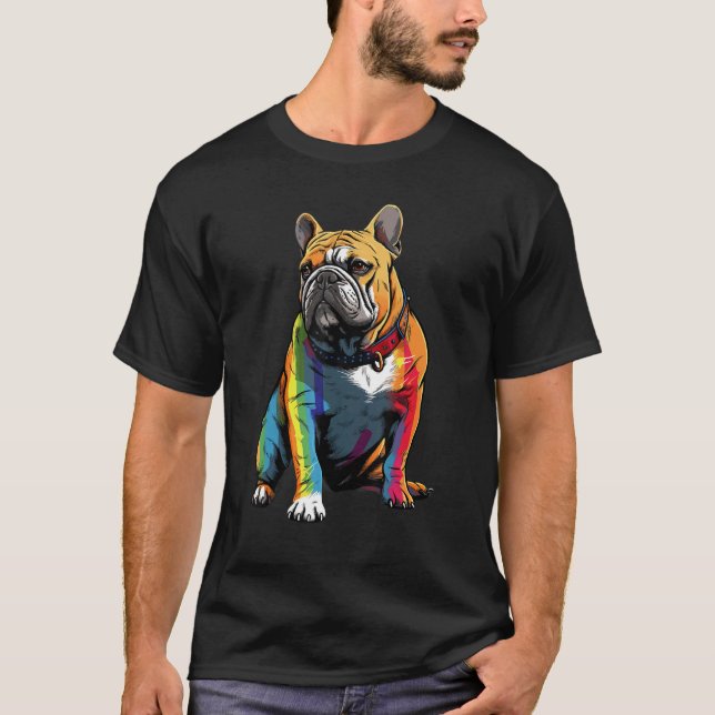 Bulldog LGBT Pride Colors T-Shirt (Front)