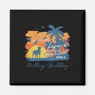 Bulldog Life Is Better Vintage Sunset Magnet