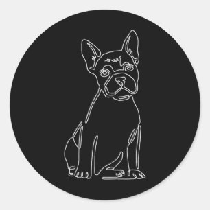 Bulldog Line Art Cute Fun Dog Mum Classic Round Sticker