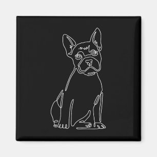 Bulldog Line Art Cute Fun Dog Mum Magnet