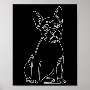 Bulldog Line Art Cute Fun Dog Mum  Poster