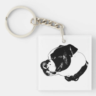 Bulldog Line Charm Keychain
