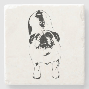 Bulldog—Look Up, Bold B&W  Stone Coaster
