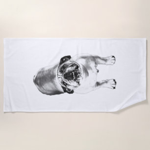 Bulldog—Look Up, Soft Shaded Beach Towel