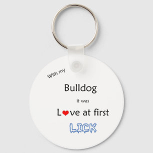Bulldog Love at First Lick Keychain