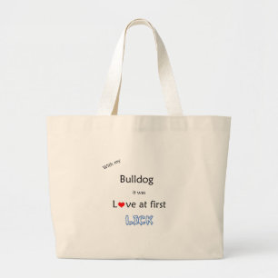 Bulldog Love at First Lick Large Tote Bag