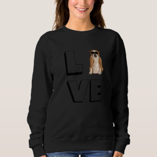 Bulldog Love Heart Sunglasses Dog English Bulldog Sweatshirt