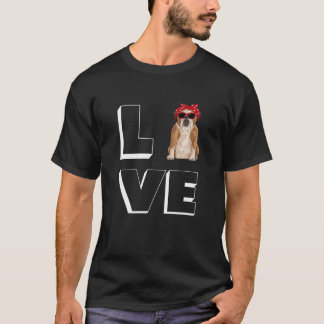 Bulldog Love Heart Sunglasses Dog English Bulldog T-Shirt