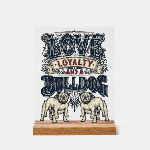 Bulldog Love Shirt Vintage Engraving Dog Quote Des Acrylic Sign