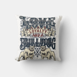 Bulldog Love Shirt Vintage Engraving Dog Quote Des Cushion