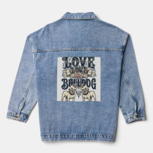 Bulldog Love Shirt Vintage Engraving Dog Quote Des Denim Jacket