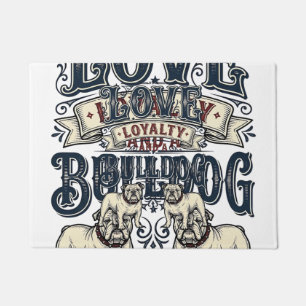 Bulldog Love Shirt Vintage Engraving Dog Quote Des Doormat