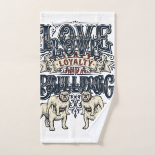Bulldog Love Shirt Vintage Engraving Dog Quote Des Hand Towel