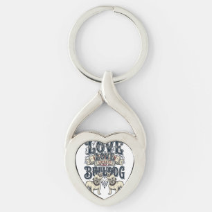 Bulldog Love Shirt Vintage Engraving Dog Quote Des Key Ring