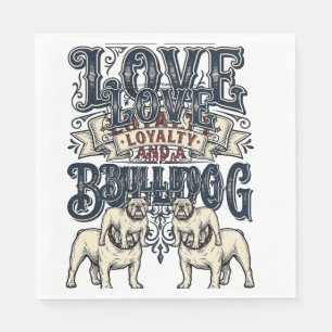 Bulldog Love Shirt Vintage Engraving Dog Quote Des Napkin