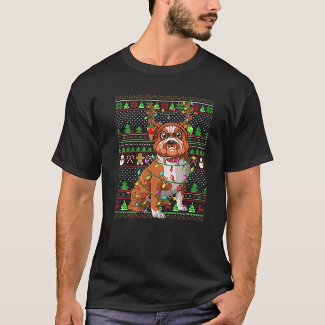 Bulldog Lover Family Matching Ugly Bulldog Christm T-Shirt (Front)