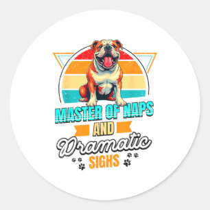 Bulldog Lover Funny Bulldog Retro  Classic Round Sticker