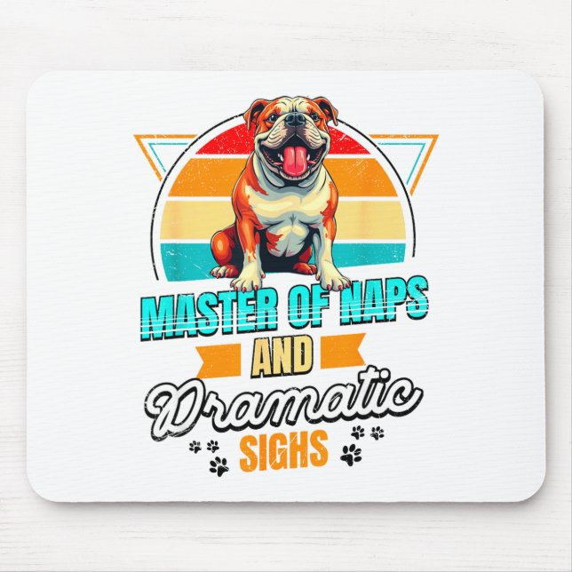 Bulldog Lover Funny Bulldog Retro  Mouse Mat (Front)